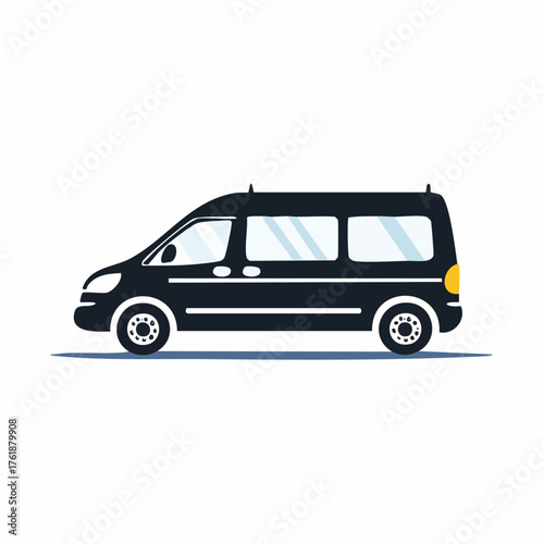 Black Minibus Icon Vector Illustration of a Commercial Passenger Vehicle for Transportation and Travel