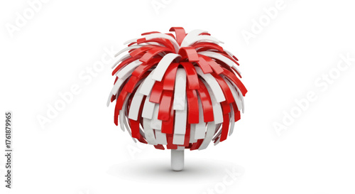 Red and White Cheerleading Pom-Pom Isolated on White.