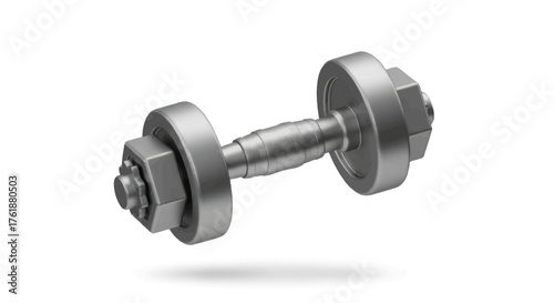 Metal Dumbbell Made of Nuts and Bolts for Strength Training and Exercise.