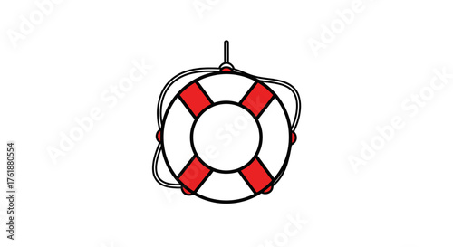Classic Red and White Lifebuoy Ring for Water Safety.