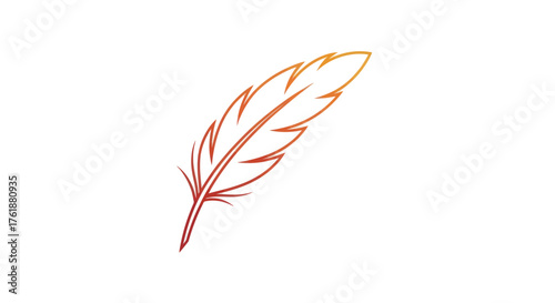 Stylized feather illustration with vibrant gradient colors.