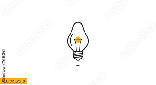 Simple Line Art Illustration of a Light Bulb with Glowing Filament.