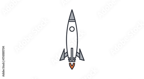 Sleek stylized rocket ship with fins and exhaust plume.