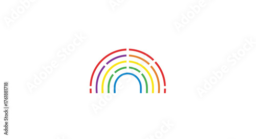 Colorful Rainbow Arc with Dashed Lines Pride Symbol.