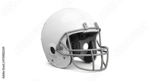 A Clean White American Football Helmet with a Gray Face Mask.