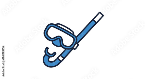 Blue Snorkeling Mask and Snorkel Illustration for Underwater Activities.