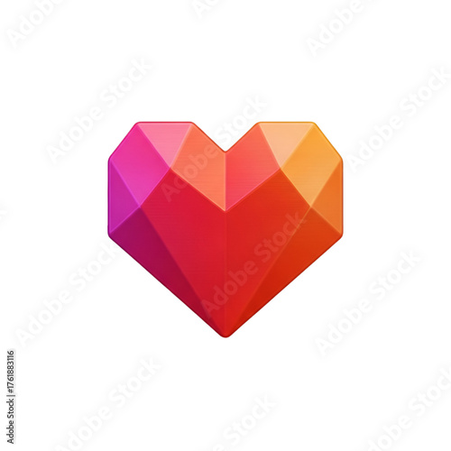 Polygonal heart isolated on transparent background, a symbol of love and affection