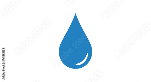 Single Blue Water Drop Icon with Reflection Detail.