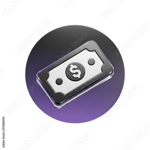 3d render of a dollar bill on a circle isolated on transparent background