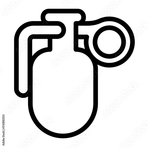 Grenade with ring pin line icon, police force concept. Vector graphics. Military grenade bomb, ammunition sign on white background, style icon mobile or web design.