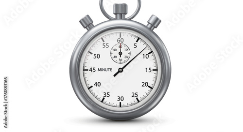 Classic Silver Stopwatch with Detailed Dial and Hands.