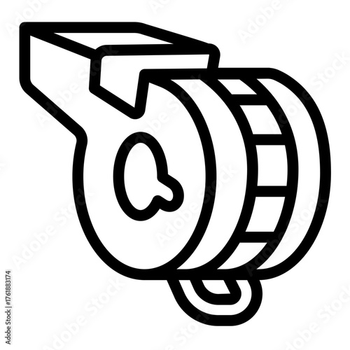 Whistle tool line icon, police force concept. Vector graphics. Patrol whistle, policeman accessory sign on white background, style icon mobile or web design.