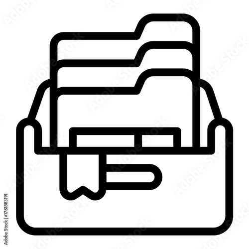 Box with old cases line icon, police force concept. Vector graphics. Document folders of evidence, trace sign on white background, style icon mobile or web design.