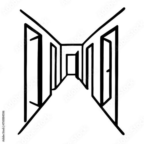 Dorm hallway with open door