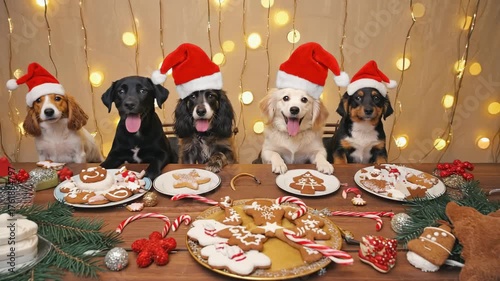 dog and christmas decorations