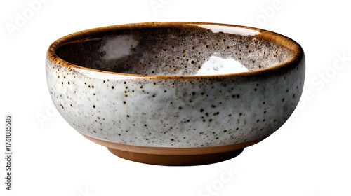 High quality, realistic photo of Ceramic serving bowl speckled finish farmhouse style, isolated on transparent background, product photography style