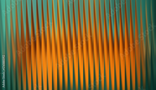 Abstract orange vertical lines and a green tone background creating a visually appealing pattern. A display of lines that capture the eye 