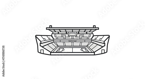 Detailed Outline Illustration of a Modern Sports Stadium Arena.