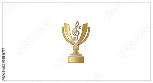 Golden Music Trophy with Treble Clef and Musical Notes.