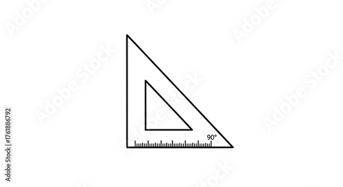 A clear plastic triangle ruler with a hollow center and inch markings.