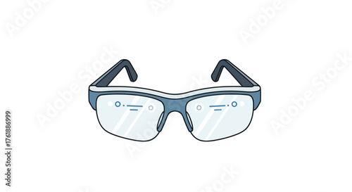 Stylish Blue-Framed Eyeglasses with Clear Lenses Isolated.