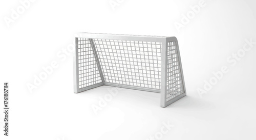 White Soccer Goal with Netting Minimalist Design Sports Equipment.