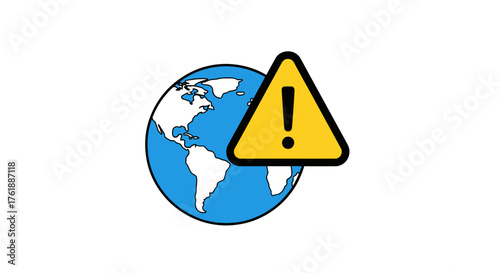 Global Warning Sign Icon Representing Internet or Earth Alert.