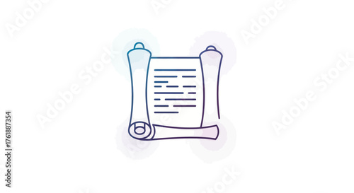 Ancient Scroll with Text and Rolled Edges.