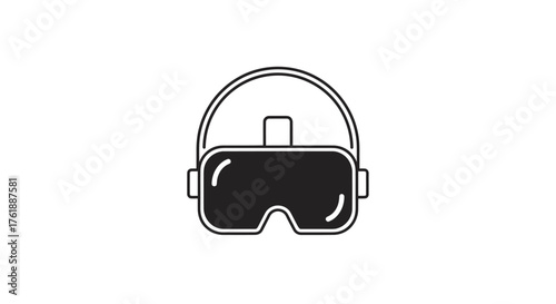 Black and White Simplified Virtual Reality Headset Icon.