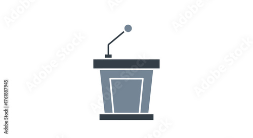 Simple Grey Podium with Attached Microphone for Speeches.