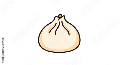 Hand-drawn Steamed Bao Bun Asian Dumpling Food Illustration.