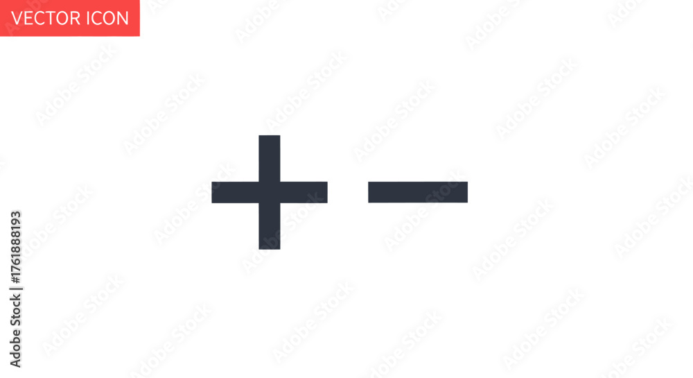 Fototapeta premium Simple Black Plus and Minus Mathematical Symbols.