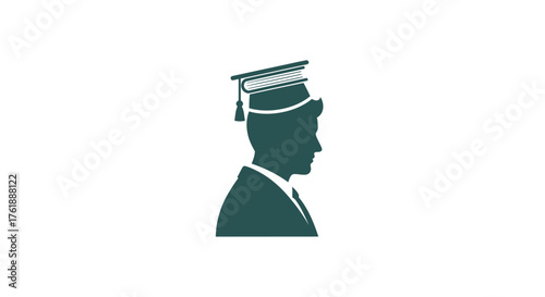 Silhouette of a Graduate Wearing Mortarboard and Gown.
