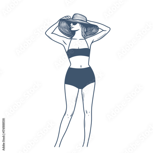 simple outline line art illustration of playful beachwear
