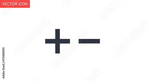 Simple Black Plus and Minus Mathematical Symbols.