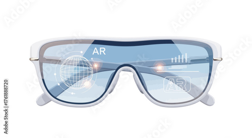 Futuristic Augmented Reality Smart Glasses with Display.