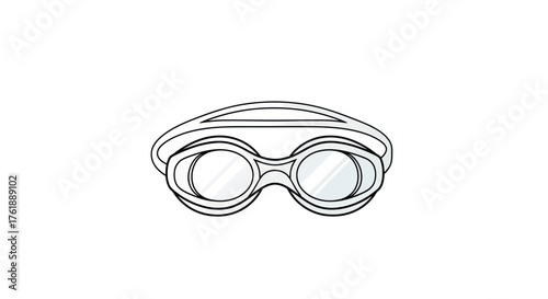 Swimming Goggles Outline: Clear Lenses and Adjustable Strap for Water Sports.