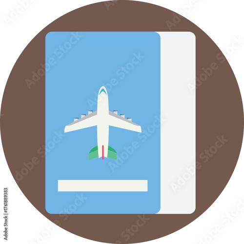 Air Ticket Icon – Rounded Line Style Flight and Travel Pass Vector