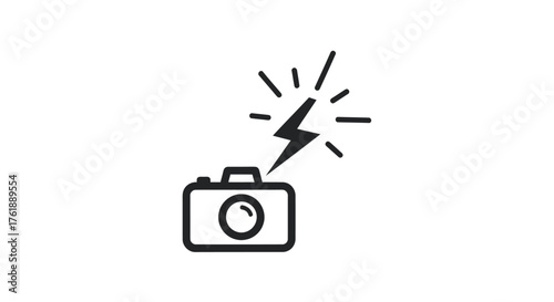 Icon of a camera with a lightning bolt indicating flash.