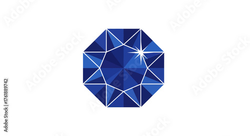 A Brilliant Blue Octagonal Gemstone with Faceted Surfaces.