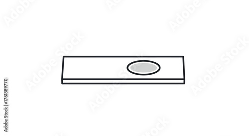 Simple Line Drawing of a Microscope Slide with Specimen.