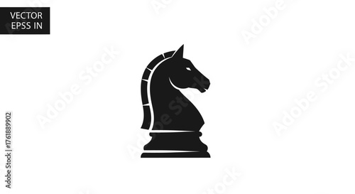 Silhouette of a Black Chess Knight Piece.