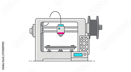 3D Printer Illustration: Modern Technology for Prototyping and Manufacturing.