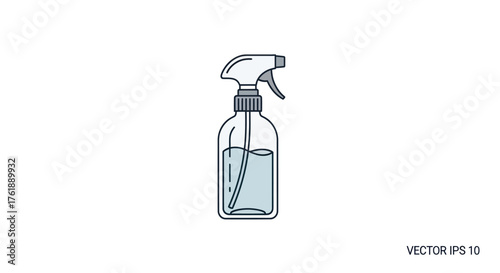 Illustration of a clear plastic spray bottle with liquid inside.