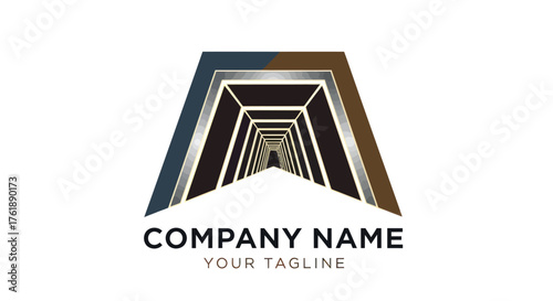 Geometric tunnel logo design representing innovation and forward thinking for a company.