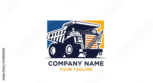 Heavy duty mining truck logo design for construction company.