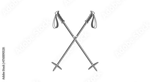 Crossed Sketch of Ski Poles with Hand Straps.