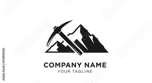 Mountain and Pickaxe Logo Design for Mining or Outdoor Adventure Company.
