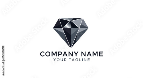 Geometric Diamond Logo Design with Faceted Surface and Modern Aesthetic.