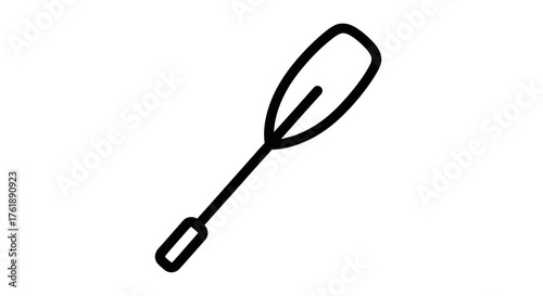 Simple Black Outline Paddle Icon for Water Sports.